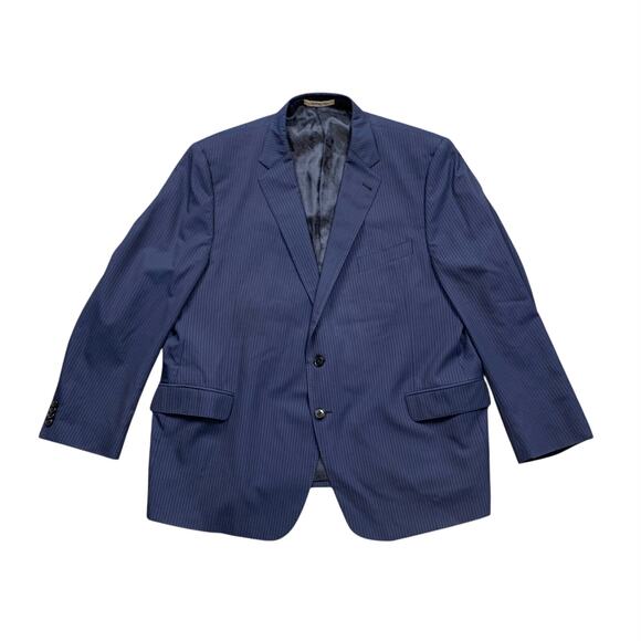 Joseph Abboud Blazer Mens 46 Dark Navy Blueh Stripe Wool Notch 2 Button - Picture 1 of 14